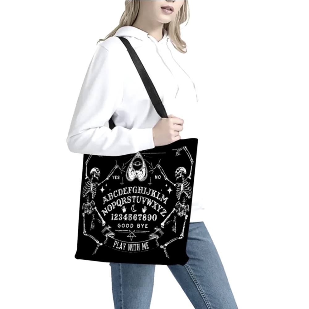 Spooky chic Skeleton ouija shoulder Bag large capacity